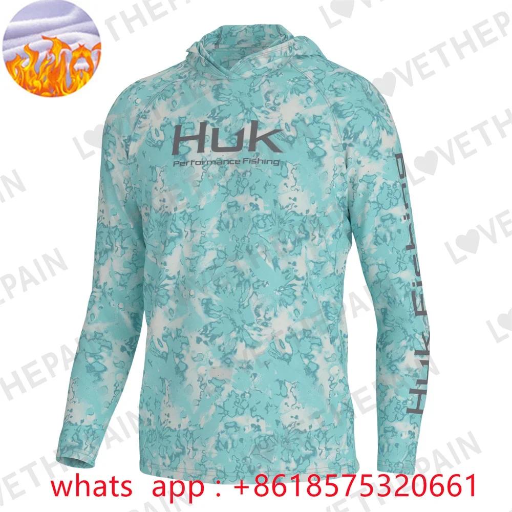 Huk 플리스 낚시 의류, 겨울 상의, 셔츠 저지, 낚시 재킷, 긴팔 보호 후드